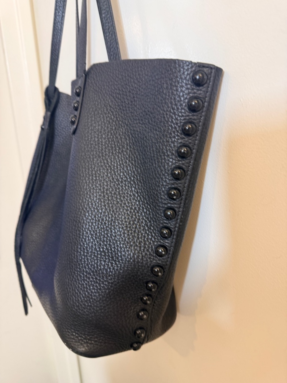 Rebecca Minkoff Black Pebbled Leather Studded Tote Bag - Picture 2 of 7